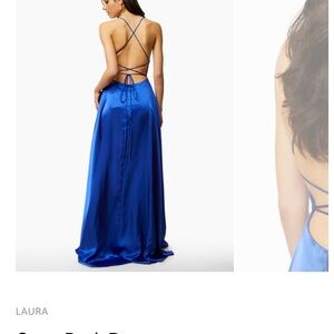 Blue Backless Halter Gown for Prom